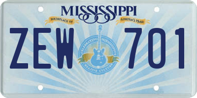 MS license plate ZEW701