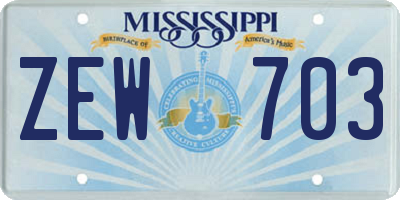 MS license plate ZEW703