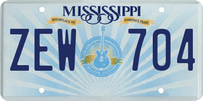 MS license plate ZEW704