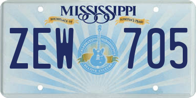 MS license plate ZEW705