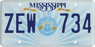 MS license plate ZEW734