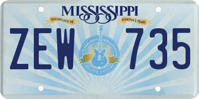 MS license plate ZEW735