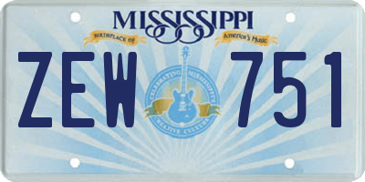 MS license plate ZEW751
