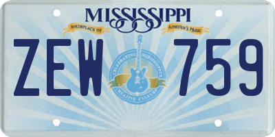 MS license plate ZEW759