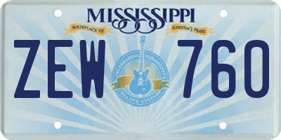 MS license plate ZEW760