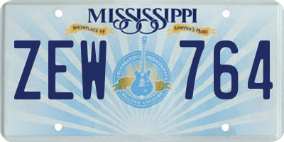 MS license plate ZEW764