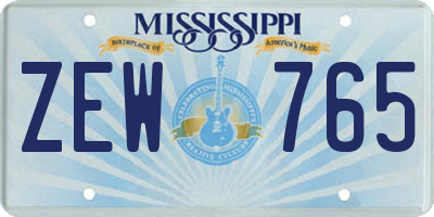 MS license plate ZEW765