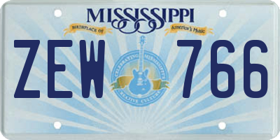 MS license plate ZEW766
