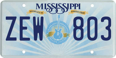 MS license plate ZEW803
