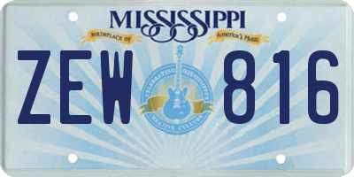 MS license plate ZEW816
