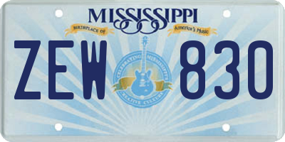 MS license plate ZEW830