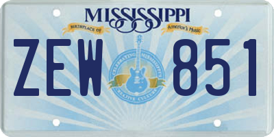 MS license plate ZEW851