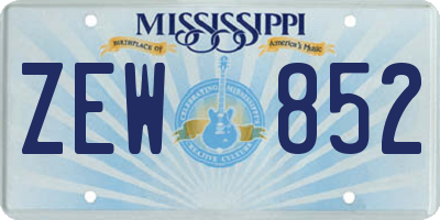 MS license plate ZEW852