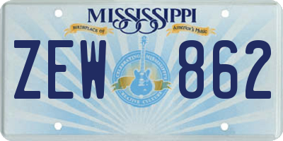 MS license plate ZEW862