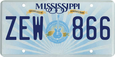 MS license plate ZEW866