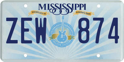 MS license plate ZEW874