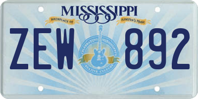 MS license plate ZEW892
