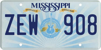 MS license plate ZEW908