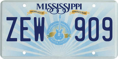 MS license plate ZEW909