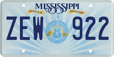 MS license plate ZEW922