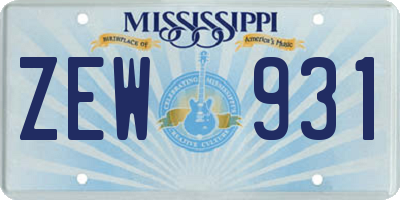 MS license plate ZEW931