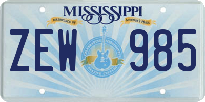 MS license plate ZEW985