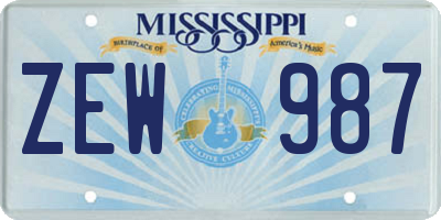MS license plate ZEW987