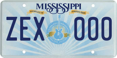 MS license plate ZEX000