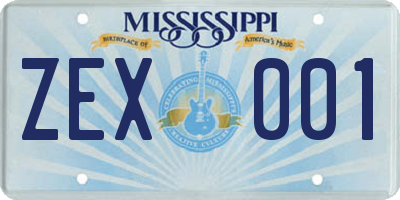 MS license plate ZEX001