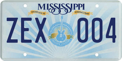 MS license plate ZEX004