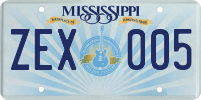 MS license plate ZEX005