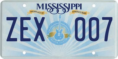 MS license plate ZEX007