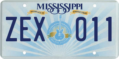 MS license plate ZEX011