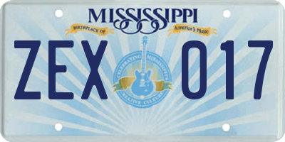 MS license plate ZEX017
