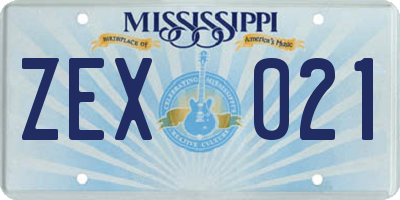 MS license plate ZEX021