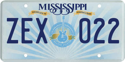 MS license plate ZEX022