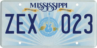 MS license plate ZEX023