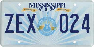 MS license plate ZEX024