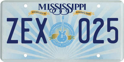MS license plate ZEX025
