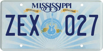 MS license plate ZEX027
