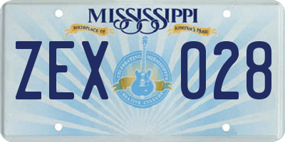 MS license plate ZEX028