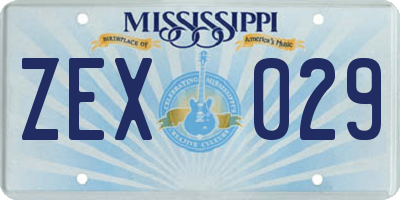 MS license plate ZEX029