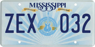 MS license plate ZEX032