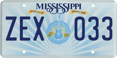 MS license plate ZEX033