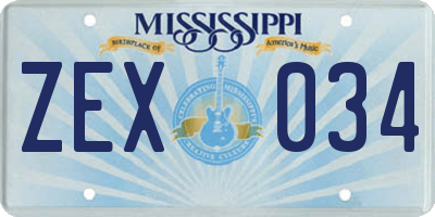 MS license plate ZEX034
