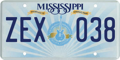 MS license plate ZEX038