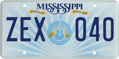 MS license plate ZEX040