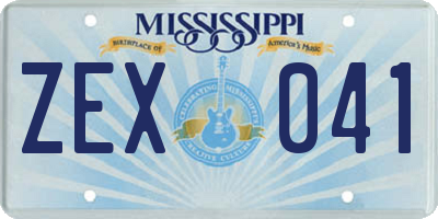 MS license plate ZEX041