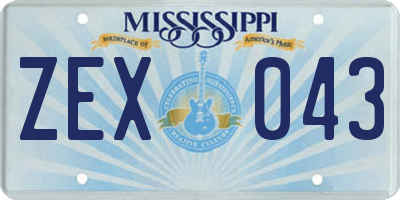 MS license plate ZEX043