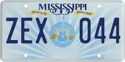 MS license plate ZEX044